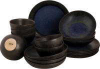 Palmer Serviesset Tama Stoneware 6-persoons 24-delig Blauw Zwart