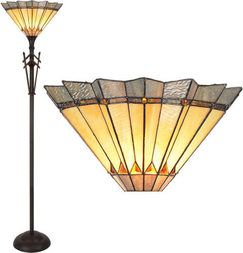 HAES deco - Tiffany Vloerlamp Geel, Bruin Ø 45x182 Cm E27/max 1x60w