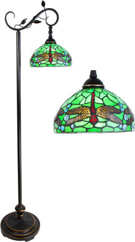 HAES deco - Tiffany Vloerlamp Groen, Bruin 36x25x152 Cm E27/max 1x60w