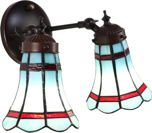 HAES deco - Wandlamp Tiffany Blauw, Rood 30x23x23 Cm E14/max 2x25w