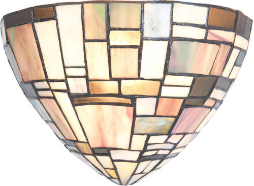 HAES deco - Wandlamp Tiffany Bruin, Beige 30x16x18 Cm E14/max 1x40w