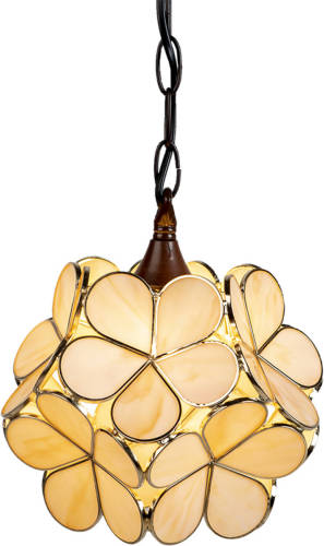 HAES deco - Hanglamp Tiffany Creme 21x21x17/90 Cm E14/max 1x40w