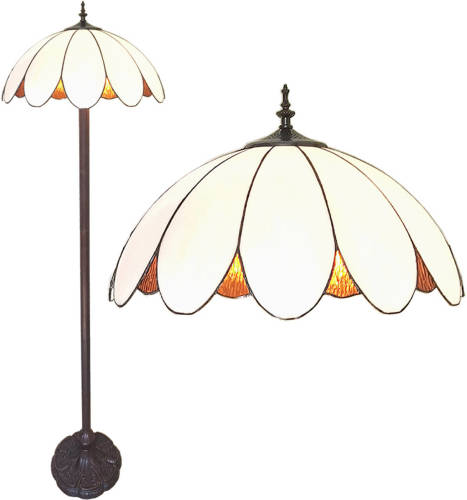 HAES deco - Tiffany Vloerlamp Wit Ø 46x166 Cm E27/max 2x60w