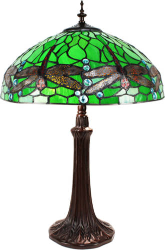 HAES deco - Tiffany Tafellamp Groen Ø 41x57 Cm Fitting E27 / Lamp Max 2x40w