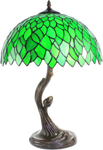 HAES deco - Tiffany Tafellamp Groen Ø 41x57 Cm Fitting E27 / Lamp Max 2x60w