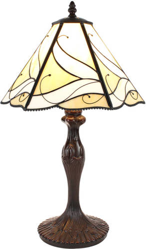 HAES deco - Tiffany Tafellamp Beige, Bruin Ø 31x43 Cm Fitting E27 / Lamp Max 1x60w