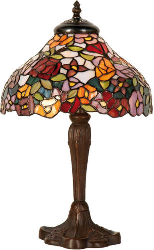 HAES deco - Tiffany Tafellamp Bruin, Rood, Groen, Wit Ø 26x40 Cm Fitting E14 / Lamp Max 1x40w