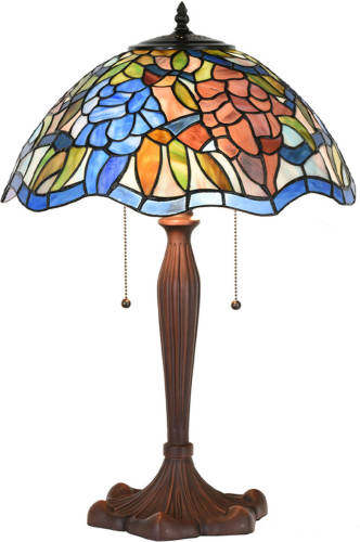 HAES deco - Tiffany Tafellamp Blauw Ø 41x60 Cm Fitting E27 / Lamp Max 2x60w