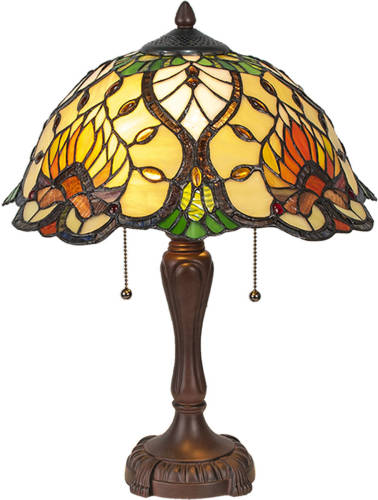 HAES deco - Tiffany Tafellamp Groen Ø 40x50 Cm Fitting E27 / Lamp Max 2x60w