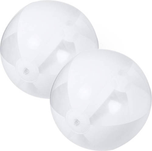 Trendoz 2x Stuks Opblaasbare Strandballen Plastic Wit 28 Cm - Strandballen