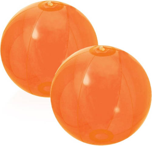 Trendoz 2x Stuks Opblaasbare Strandballen Beach Fun Plastic Oranje 28 Cm - Strandballen