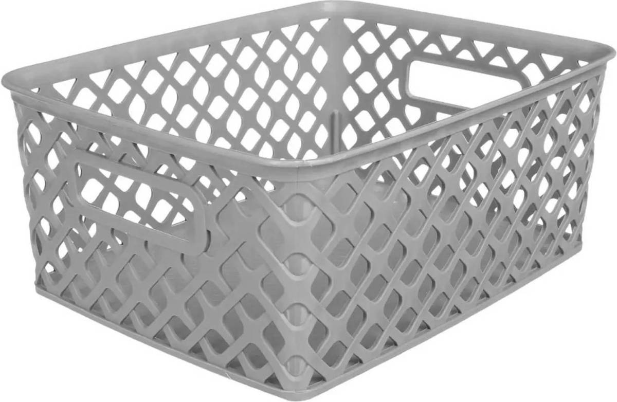 5five Opbergmand Kunststof Rechthoek Grijs 19,7 X 25,6 X 10,5 Cm - Opbergmanden