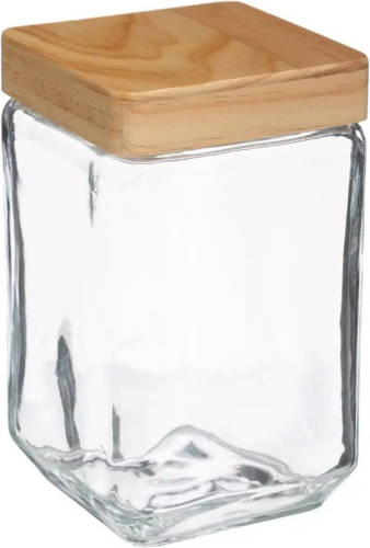 5five Voorraadbus/voorraadpot 1,7l Glas Met Houten Deksel - Voorraadpot