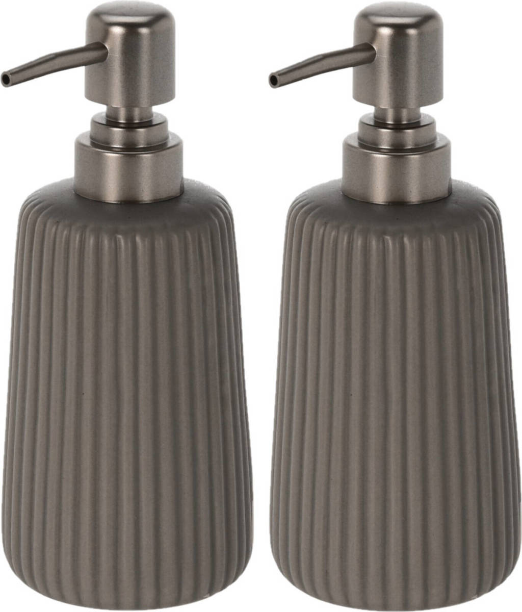 Items 2x Stuks Zeeppompjes/zeepdispensers Chocolade Bruin Van Keramiek 300 Ml - Zeeppompjes