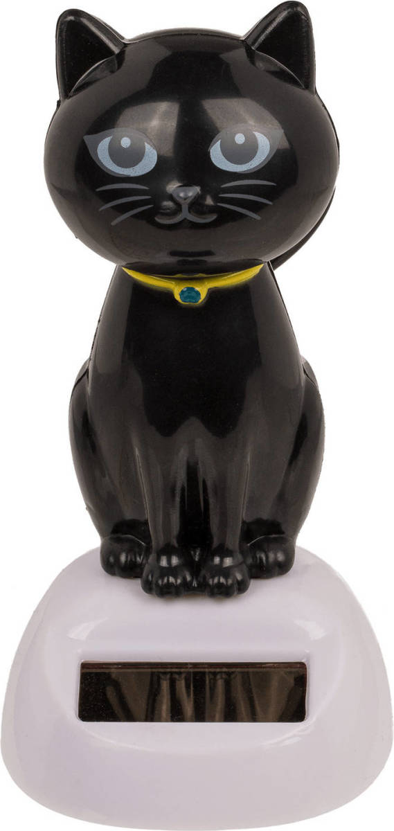 Out of the Blue - Solar Bewegend Katje - Zwart 12 Cm - Huis Katten Beeldjes/cadeau - Fopartikelen