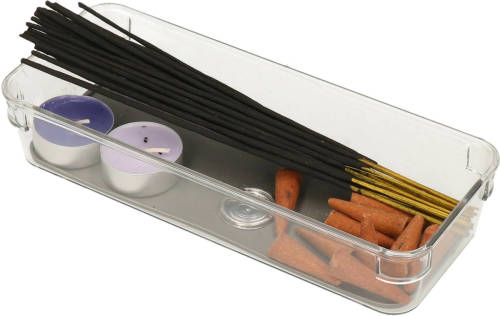 Secret de Gourmet Set Van 2x Stuks Bestekbakken/keuken Organizers 1-vaks Tidy Smart Grijs Transparant Kunststof 23 X 9 - Bestekbakken