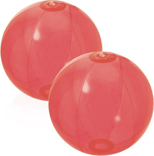 Trendoz 2x Stuks Opblaasbare Strandballen Beach Fun Plastic Rood 28 Cm - Strandballen