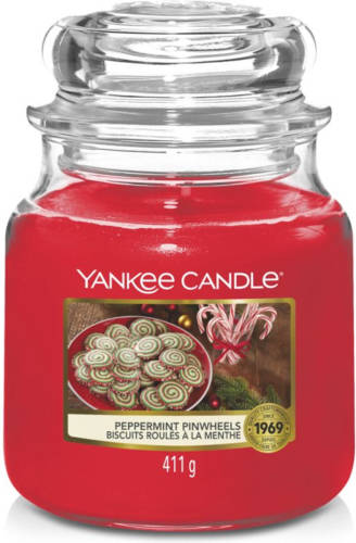 Yankee Candle Geurkaars Medium Peppermint Pinwheels - 13 Cm / ø 11 Cm