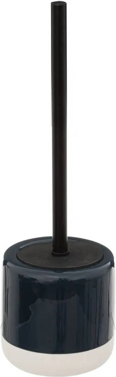 5five Wc-/toiletborstel Met Houder Rond Petrol Blauw Dolomiet 37 Cm - Toiletborstels