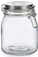 Vivalto Glazen Luxe Keuken Voorraadpot/voorraadbus Met Klepdeksel Zilver 1000 Ml - Voorraadpot