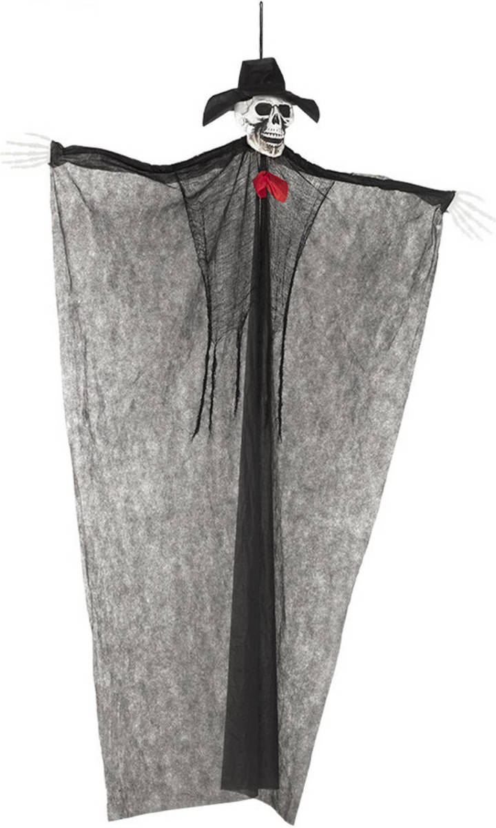Boland Halloween Hangende Horror Decoratie Skelet Zwart 220 Cm - Halloween Poppen