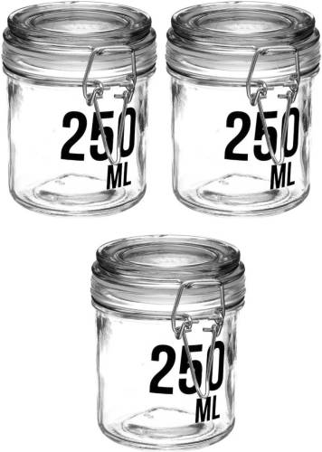 Secret de Gourmet 3x Stuks Inmaakpotten/voorraadpotten 0,25l Glas Met Beugelsluiting - Voorraadpot