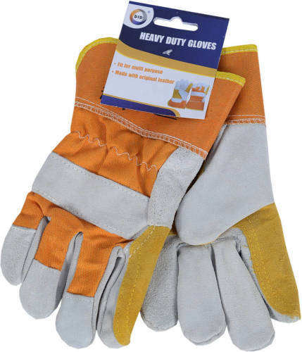 DID 2x Paar Leren Werkhandschoenen Oranje/grijs Voor Volwassenen - Werkhandschoenen