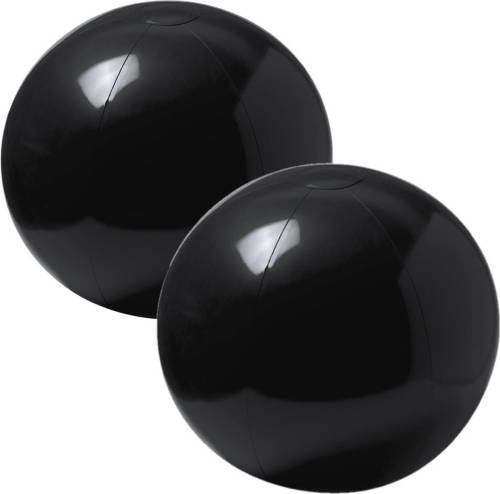 Trendoz 2x Stuks Opblaasbare Strandballen Extra Groot Plastic Zwart 40 Cm - Strandballen