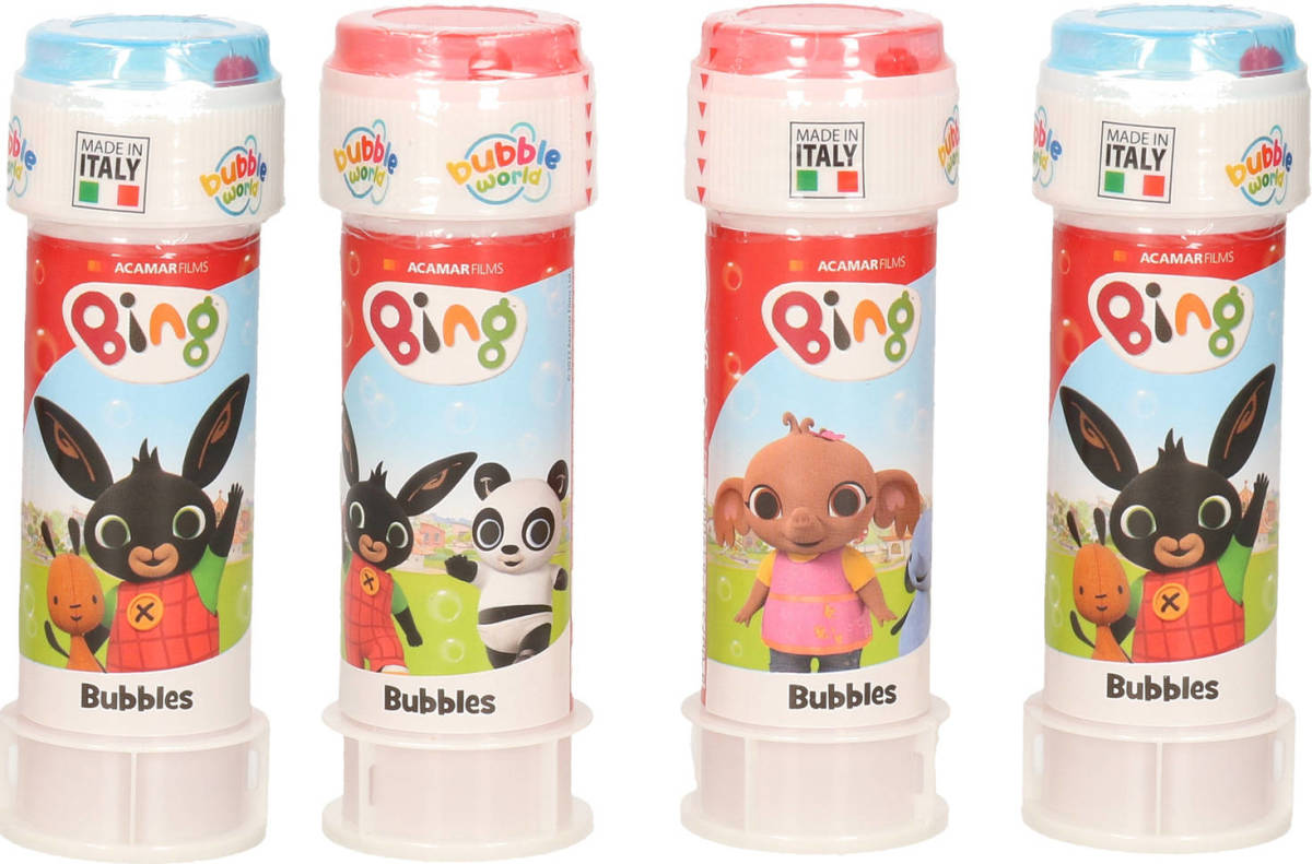 4x Bing Konijn Bellenblaas Flesjes Met Bal Spelletje In Dop 60 Ml Voor Kinderen - Bellenblaas