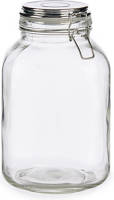 Vivalto Glazen Luxe Keuken Voorraadpot/voorraadbus Met Klepdeksel Zilver 3000 Ml - Voorraadpot