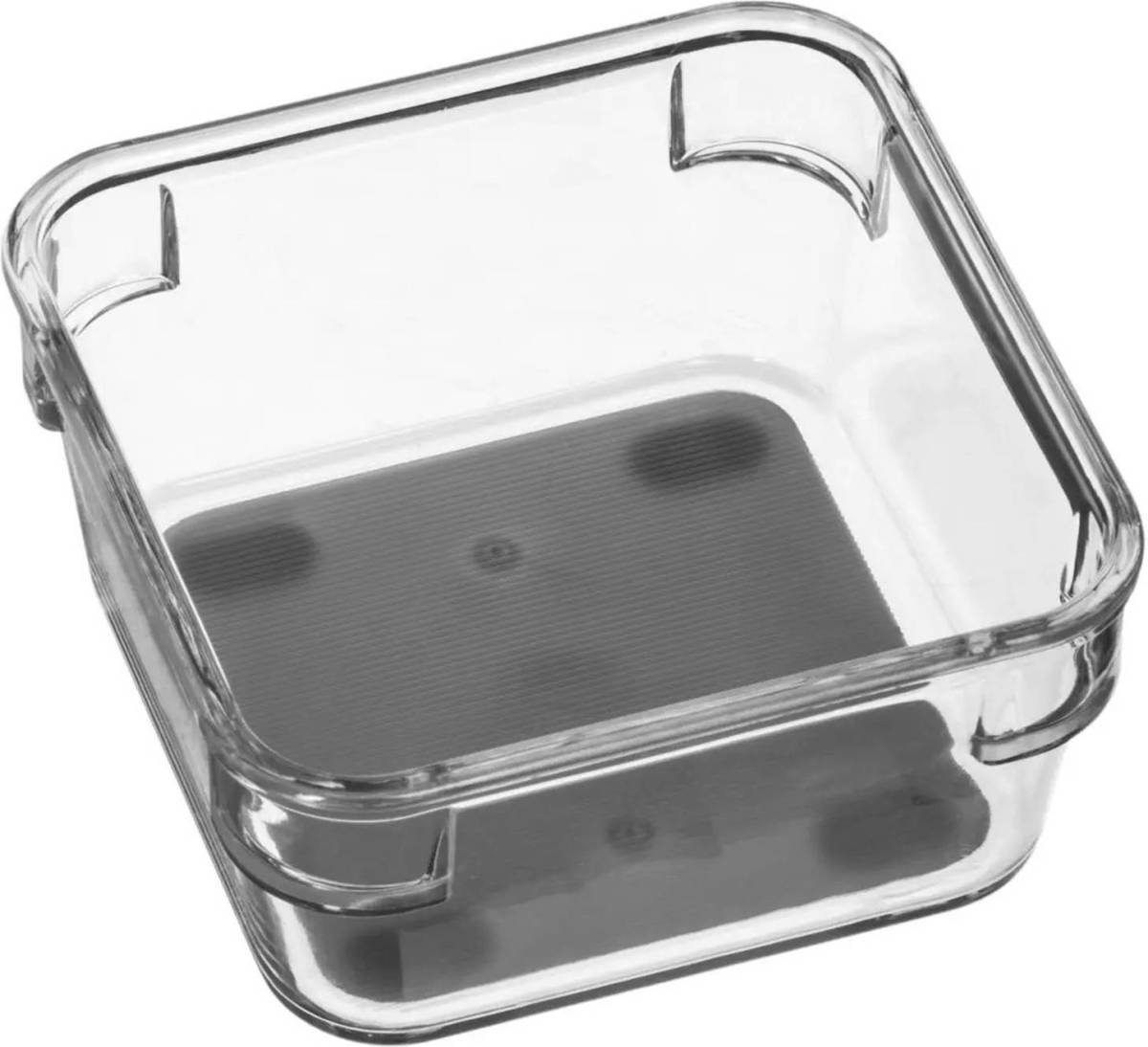 Secret de Gourmet Bestekbak/keuken Organizer 1-vaks Tidy Smart Grijs Transparant Kunststof 9 X 9 X 4,5 Cm - Bestekbakken