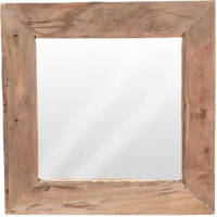 H&S Collection Spiegel/wandspiegel - Teak Hout - Bruin - Vierkant - 50 X 50 Cm - Spiegels