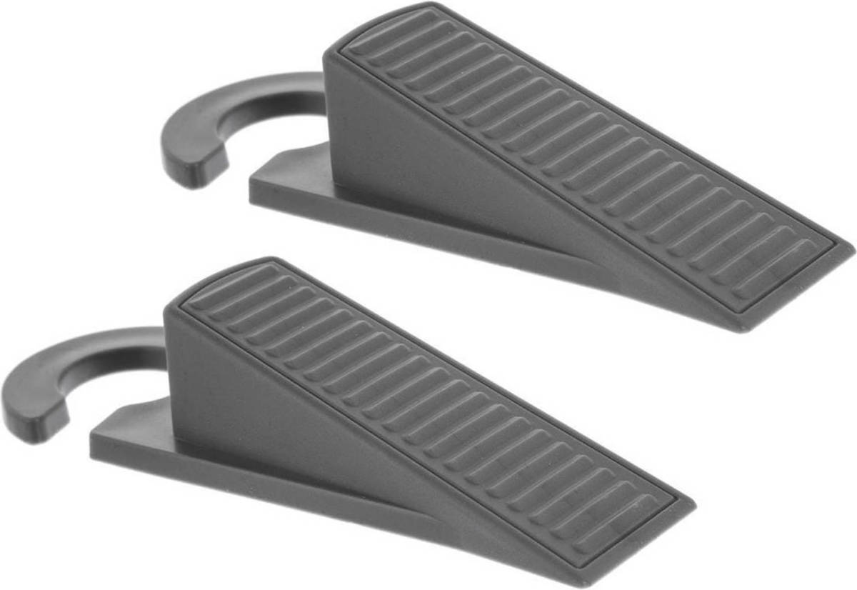 5five Set Van 2x Stuks Deurstoppers/deurwiggen Grijs 12,5 Cm Kunststof - Deurstoppers