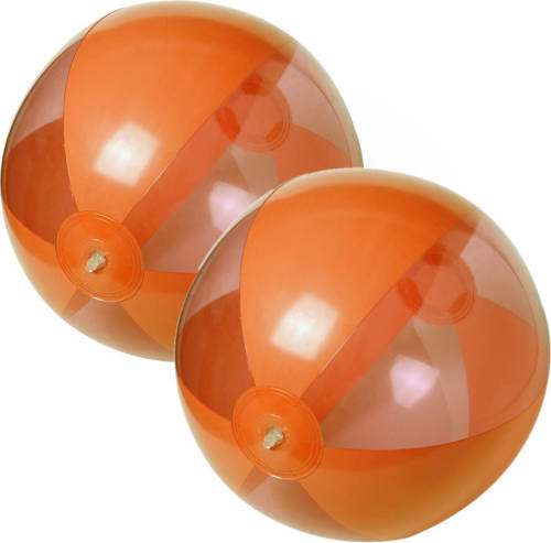 Trendoz 2x Stuks Opblaasbare Strandballen Plastic Oranje 28 Cm - Strandballen