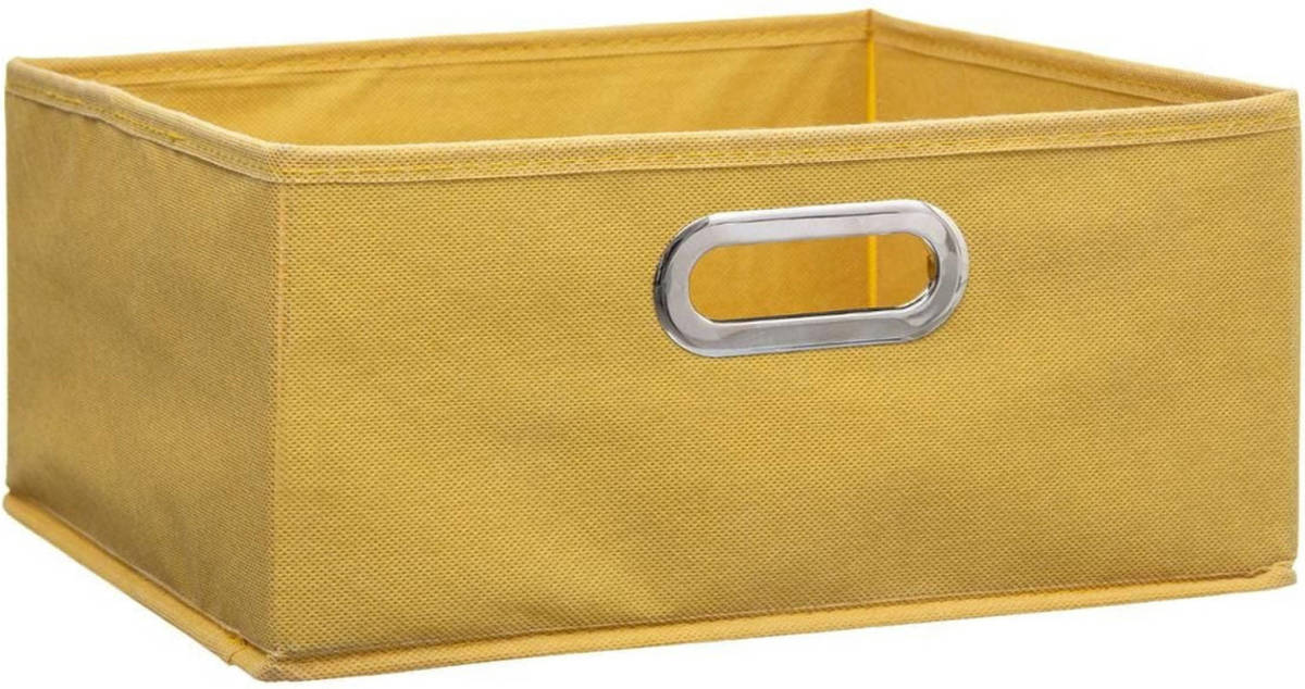 5five Opbergmand/kastmand 14 Liter Geel Linnen 31 X 31 X 15 Cm - Opbergmanden