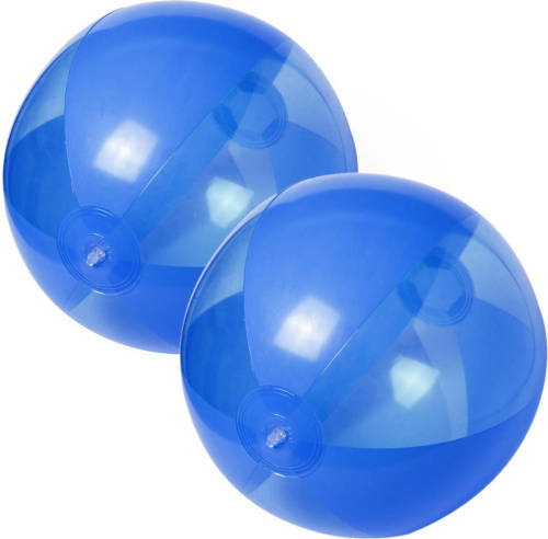 Trendoz 2x Stuks Opblaasbare Strandballen Plastic Blauw 28 Cm - Strandballen