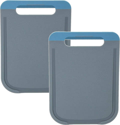 Secret de Gourmet 2x Stuks Snijplank Met Antislip Handvat En Sapgroef Grijs 24 X 18 Cm Van Kunststof - Snijplanken