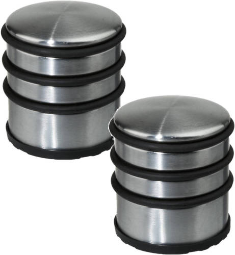 5five 2x Stuks Ronde Deurstopper 7 X 7,5 Cm Van Metaal - Deurstoppers