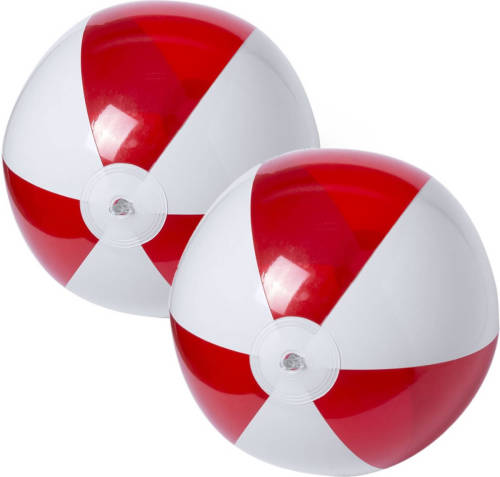 Trendoz 2x Stuks Opblaasbare Strandballen Plastic Rood/wit 28 Cm - Strandballen