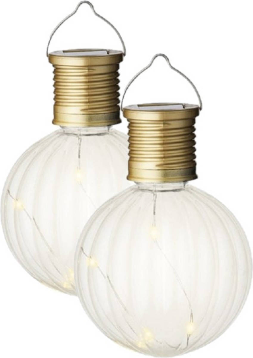 Lumineo 2x Buiten Led Lampion Solar Verlichting 11 Cm - Lampionnen