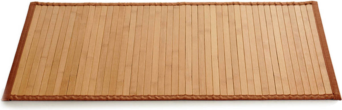 Giftdeco Badkamer Vloermat Anti-slip Lichte Bamboe 50 X 80 Cm Met Lichtbruine Rand - Badmatjes