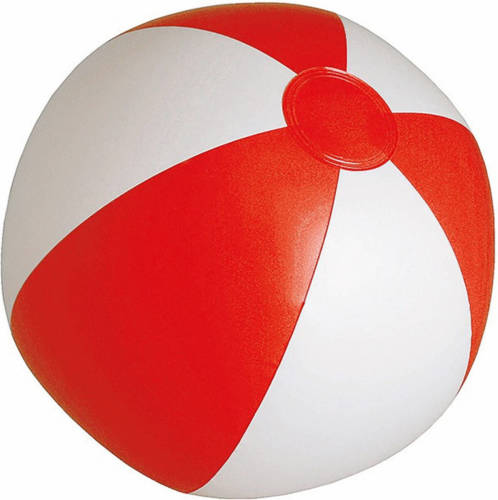 Trendoz Opblaasbare Zwembad Strandbal Plastic Rood/wit 28 Cm - Strandballen