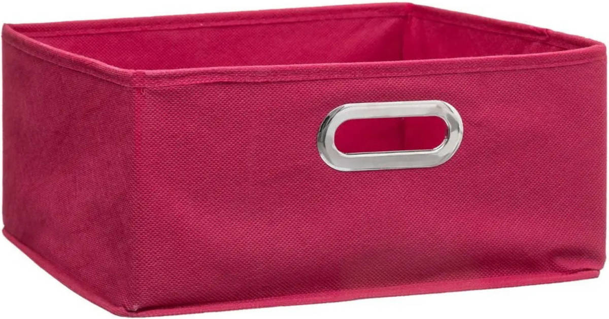 5five Opbergmand/kastmand 14 Liter Framboos Roze Linnen 31 X 31 X 15 Cm - Opbergmanden