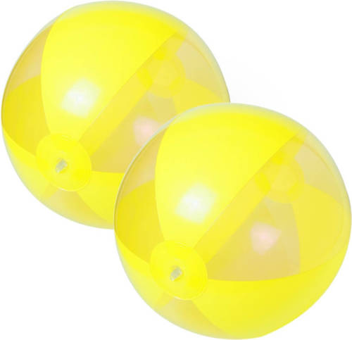 Trendoz 2x Stuks Opblaasbare Strandballen Plastic Geel 28 Cm - Strandballen
