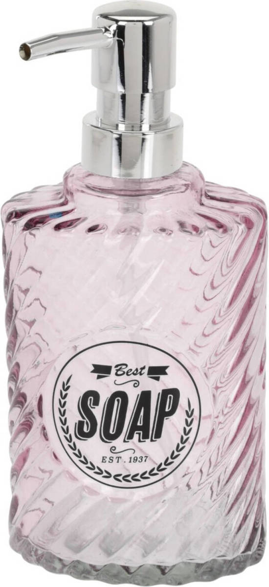 Items Zeeppompje/zeepdispenser Roze Van Glas 300 Ml - Zeeppompjes