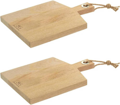 Secret de Gourmet 2x Stuks Snijplank Met Handvat 38 X 26 Cm Van Mango Hout - Snijplanken