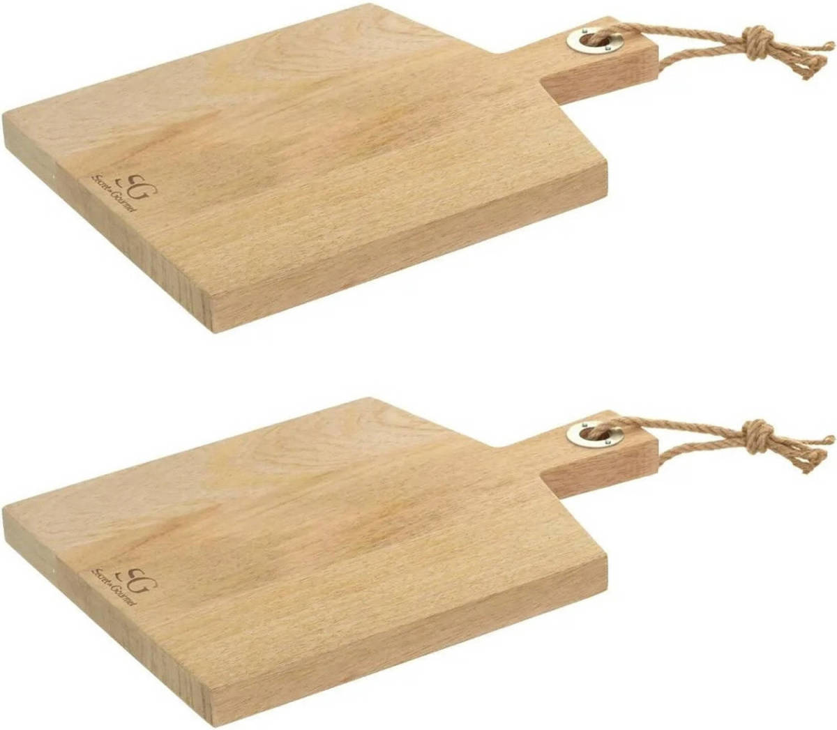 Secret de Gourmet 2x Stuks Snijplank Met Handvat 38 X 26 Cm Van Mango Hout - Snijplanken