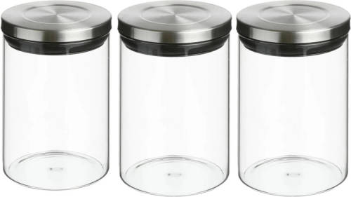 Secret de Gourmet 3x Stuks Voorraadbussen/voorraadpotten 0,6l Glas Met Rvs Deksel - Voorraadpot