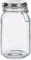 Vivalto Glazen Luxe Keuken Voorraadpot/voorraadbus Met Klepdeksel Zilver 1500 Ml - Voorraadpot