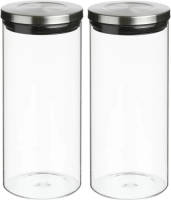 Secret de Gourmet 2x Stuks Voorraadbussen/voorraadpotten 1,3l Glas Met Rvs Deksel - Voorraadpot